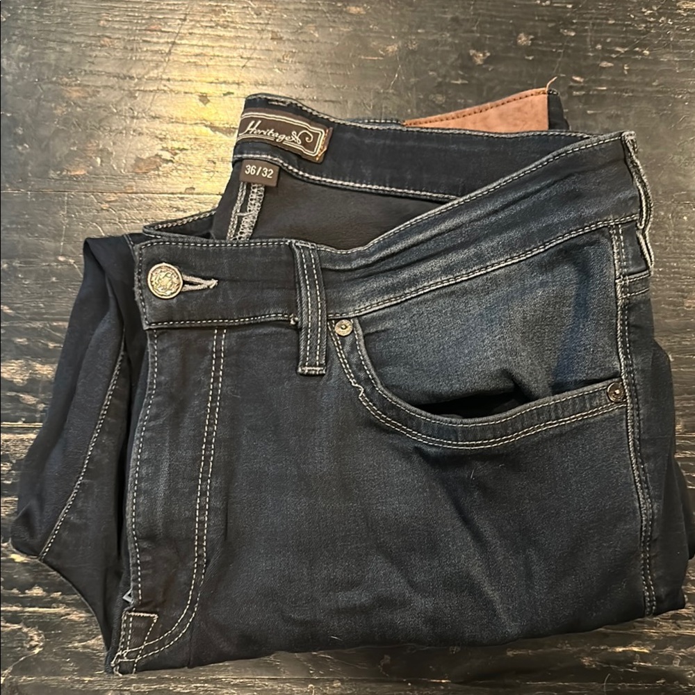 Heritage Blue Relaxed Jeans with Subtle Fading